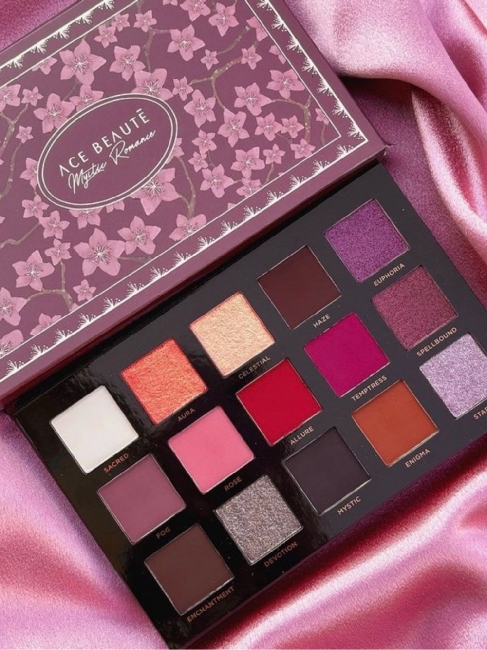 ACE BEAUTE Mystic Romance Eyeshadow Palette 15 Matte Shimmer Shades Mirror NIB